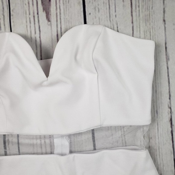 Teeze Me Solid White Strapless Bodycon Split Mini Dress Junior's Size 3 - Picture 5 of 9